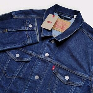 Levis Mens Standard Denim Trucker Jean Jacket Dark Wash Size Large L Coat